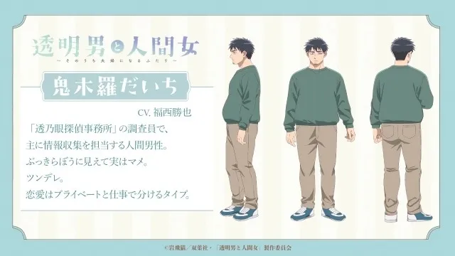 Character design sheet of Daichi Kikira, an investigator at the detective agency