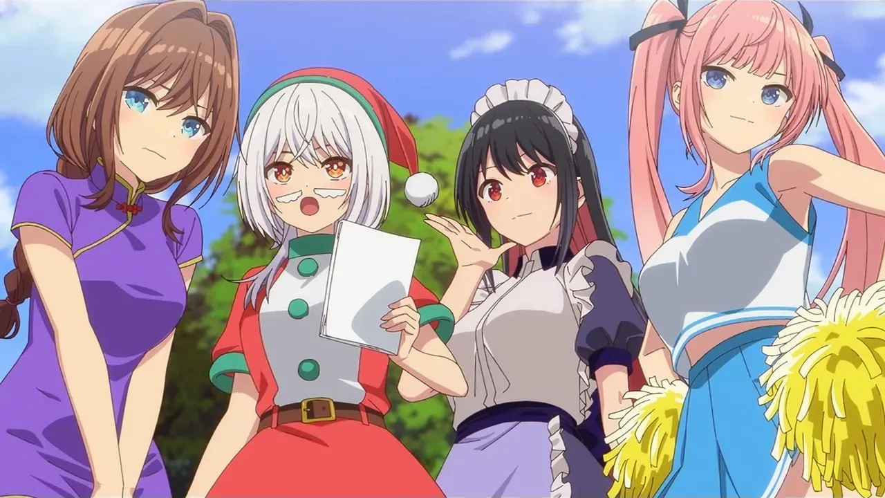 The broadcasting club girls together in a scene from Tune In to the Midnight Heart