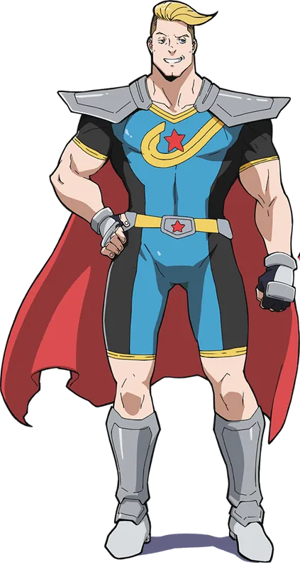 Captain Celebrity, the American hero, in My Hero Academia: Vigilantes