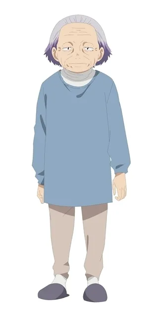 Aji, the elderly landlady of Kinme Cleaning in the Wash It All Away anime